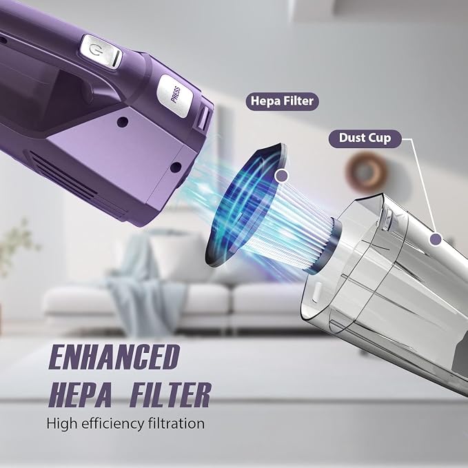Bossdan Handheld Vacuum Cordless – Car Vac Portable with 8KPA & Multi Accessories & Low Noise, Lightweight Hand Held Vacuum Cordless Rechargeable for Car/Home/Dust/Pet Hair, Mine Portable Vacuum