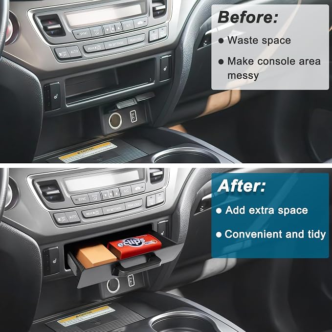 PIMCAR Removable Tray for 2016-2022 Honda Pilot/2017-2026 Honda Ridgeline/2019-2025 Honda Passport Center Console Organizer Storage Box Interior Accessories (Only Fit Models with Cubby)