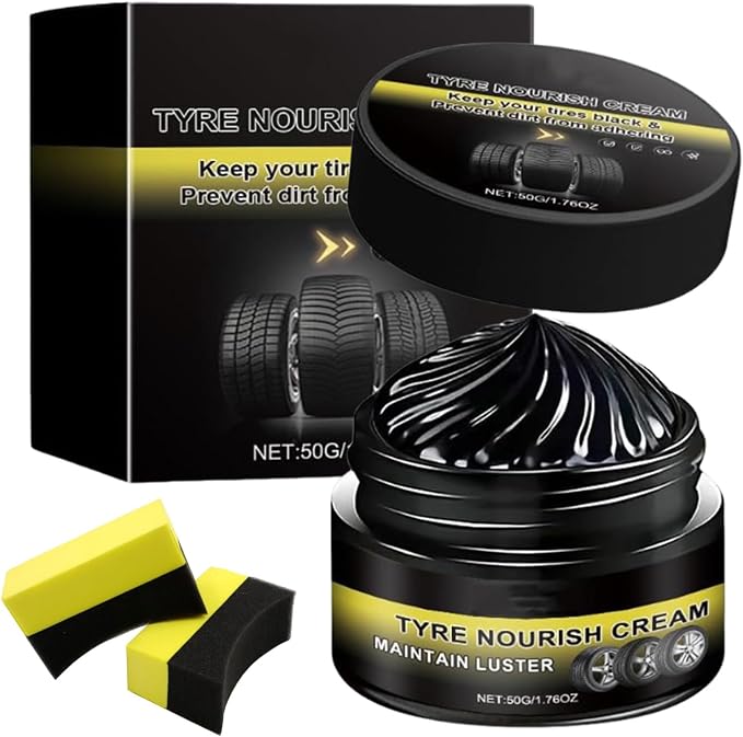 Tyre Nourish Cream,Tire Shine-Restores Deep Black Gloss & Blocks UV - Long Lasting, Non-Greasy Formula for for All Car, Truck,SUV Tires, Prevents Cracking & Aging (1p)
