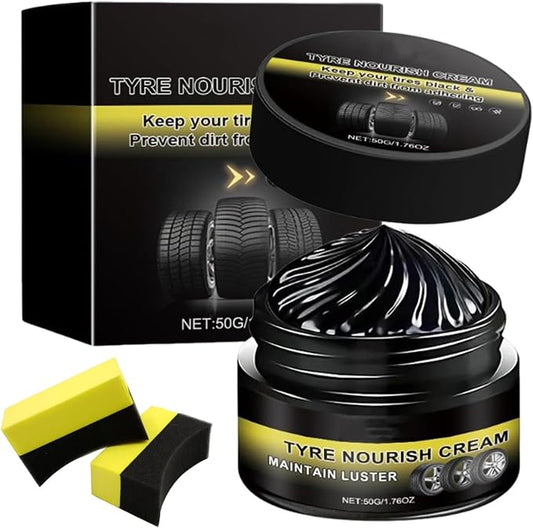 Tyre Nourish Cream,Tire Shine-Restores Deep Black Gloss & Blocks UV - Long Lasting, Non-Greasy Formula for for All Car, Truck,SUV Tires, Prevents Cracking & Aging (1p)