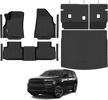 Floor Mats for Jeep Cherokee Hybrid 2026(Not for Grand Cherokee), Trunk Mat and Backrest Mat & Door Sill Guard All Weather TPE Protector for Jeep Cherokee Accessories