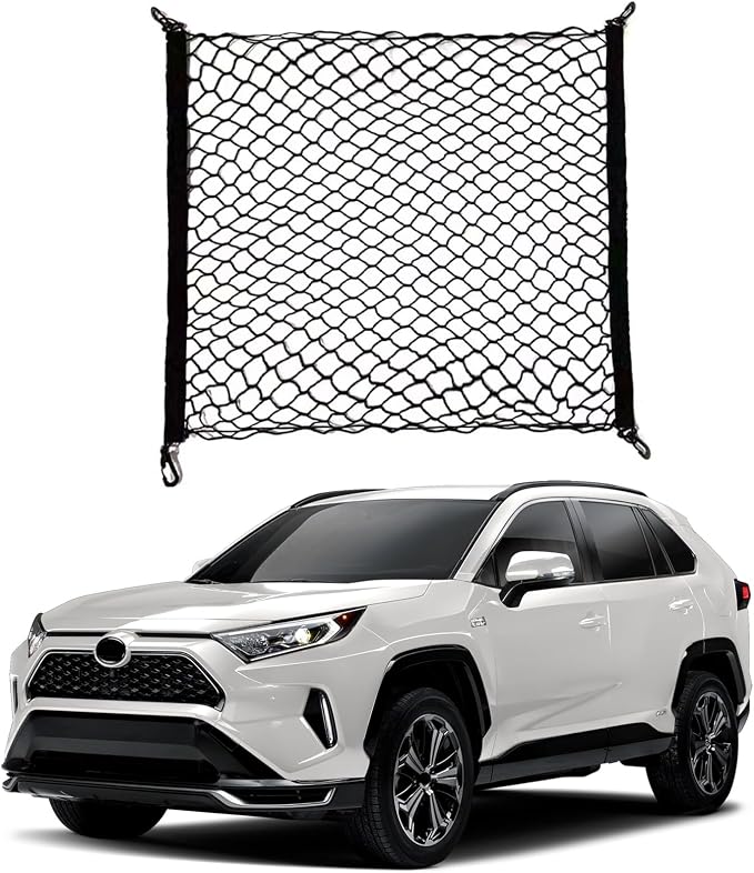 Rear Floor Style Cargo Net Compatible with Toyota RAV4 New 2026-2019, 2026 2025 2024 2023 2022 2021 2020 2019 Premier SUV Nylon Mesh Car Tailgate Trunk Netting