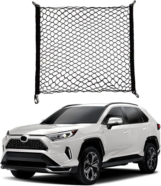 Rear Floor Style Cargo Net Compatible with Toyota RAV4 New 2026-2019, 2026 2025 2024 2023 2022 2021 2020 2019 Premier SUV Nylon Mesh Car Tailgate Trunk Netting