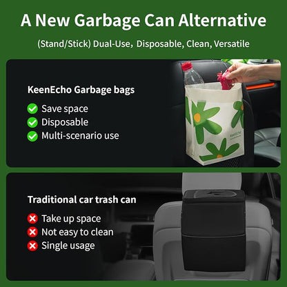 Disposable Car Garbage Bin Bags, Vomit Trash Bags made with Recycled HDPE for Boat, Plane, Travel, Camping, Bedroom, Study Room, Office and Car, 20 pcs
