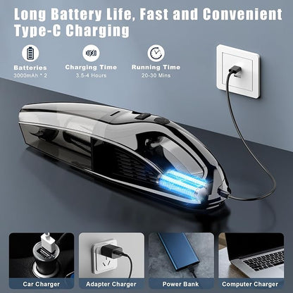 Upbooz Handheld Vacuum Cordless Rechargeable Portable Car Vacuum, 7500Pa Powerful Suction Mini Hand Held Vacuum, 670ML Cup Lightweight Small Vacuum Cleaner for Car/Office/Home, Pet Hair