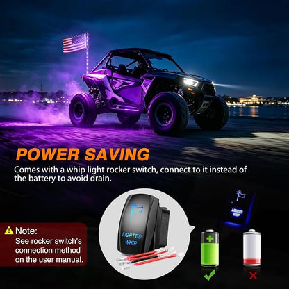 Nilight LED Whip Light 1PC 4FT Spiral RGB Antenna Whips with Spring Base, App/Remote Control DIY Chasing Patterns Brake & Reverse Lights for Side by Side ATV UTV RZR Can-Am Buggy Jeep