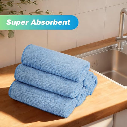 HOMEXCEL Blue Microfiber Cleaning Cloth, 24 Pack Absorbent Cleaning Rags, Lint-Free, Streak-Free Cleaning Towels for Car Kitchen House, 12"X11"