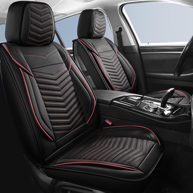 HChengkikz Nappa Leather Car Seat Covers Full Set, Car seat Protector 5 Seats, Waterproof Car Seat Cushion, Universal Automotive Seat Covers Fit for SUV Truck Pick-up Sedan, Front and Rear