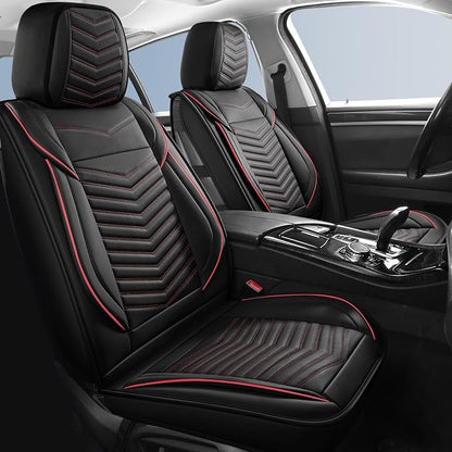 HChengkikz Nappa Leather Car Seat Covers Full Set, Car seat Protector 5 Seats, Waterproof Car Seat Cushion, Universal Automotive Seat Covers Fit for SUV Truck Pick-up Sedan, Front and Rear
