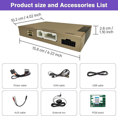 Wireless CarPlay Retrofit Kit Decoder, Compatible with Ford (2013–2015) SYNC 2 System, Supports Android Auto, Mirror Link & Reverse Camera, USB