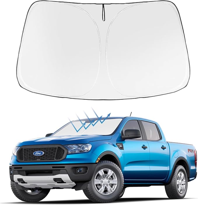Proadsy 2026 Upgrade Front Windshield Sun Shade Foldable Sunshade Protector Custom Fit 2019-2023 Ford Ranger XL XLT Lariat Accessories