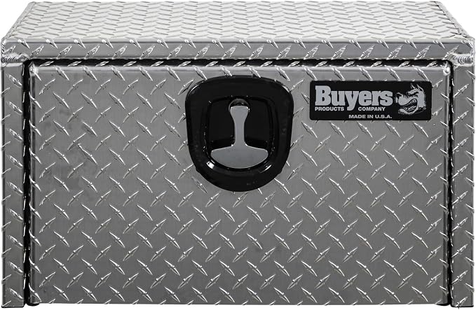 Buyers Products 1705148 Diamond Tread Aluminum Underbody Truck Tool Box, 14 x 12 x 16, Made in USA, .100 in. Thick, Corrosion-Resistant, Locking Compression Latch – Secure Storage for Work Trucks