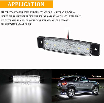 PSEQT 10 Pcs LED Rock Strip Lights Car Underglow Wheel Fender Well Lighting Kits Waterproof for Golf Cart Wrangler Offroad Truck RV UTV ATV Snowmobile (White)