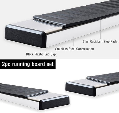COMNOVA 6 Inch Running Boards Compatible with 2007-2021 Toyota Tundra Double Cab, Tundra Running Boards Made with Stainless Steel. Stainless Steel Side Steps, Truck Step Bars Nerf Bars
