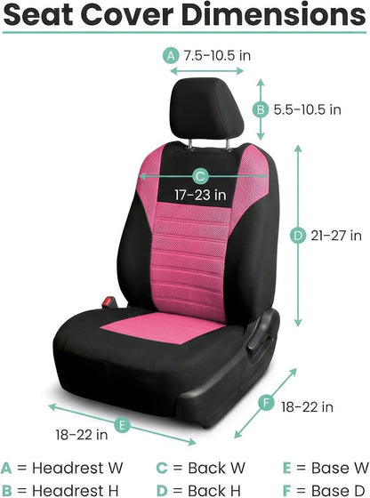 FH Group Automotive Car Seat Covers Front Set Premium 3D Air Mesh Front Seat Covers, Airbag Compatible Universal Fit Interior Accessories for Cars Trucks and SUVs - Pink