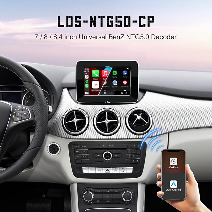 Wireless CarPlay & Android Auto Retrofit Kit Decoder for Mercedes Benz A/CLA/GLA/B/C/E/G/SL/V Class (2014–2019) with NTG5.0/5.1 System, Supports Original Knob Control & Camera