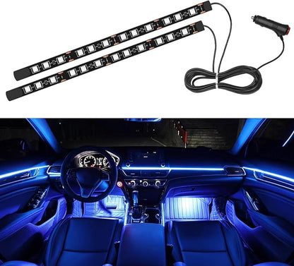 Interior Car Light,Car LED Ambient Lighting Strip Light Neon Interior Atmosphere Lights, 12V Cigarette Adapter Plug Auto Interior Under Dash Floor Ambient Night Light Decorative Lamp (Blue)