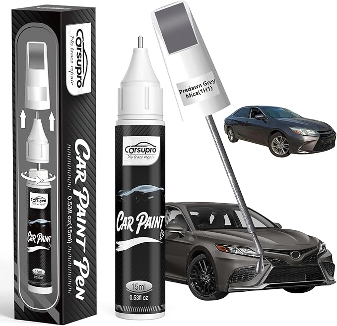 Predawn Grey Mica(1H1) for Toyota Touch Up Paint Pen, 2 in 1 Car Scratch Remover with Pen Tip and Brush, Precise Color Match for Car Paint Scratch Repair, Quickly and Easily Fix Chips and Nicks