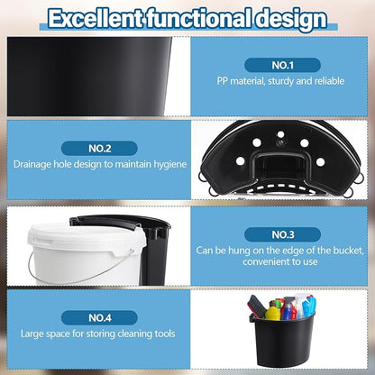 2 Pcs Car Detailing Bucket Organizer 10.2 x 7.8 x 5.5 Inch Car Washing Bucket Caddy Portable Multipurpose Hanging Organizer for Accessories Tool Home Garden Camping (Black)