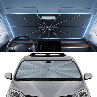 Autorder Windshield Sun Shade Umbrella for 2011-2020 Toyota Sienna Accessories,Upgraded Ice Crystal Material,Easy Setup Umbrella Sunshade for Car Windshield,100% Sun Blocking