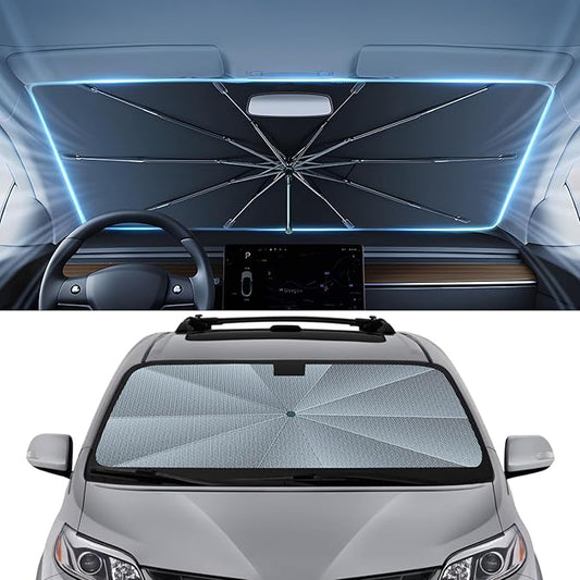 Autorder Windshield Sun Shade Umbrella for 2011-2020 Toyota Sienna Accessories,Upgraded Ice Crystal Material,Easy Setup Umbrella Sunshade for Car Windshield,100% Sun Blocking