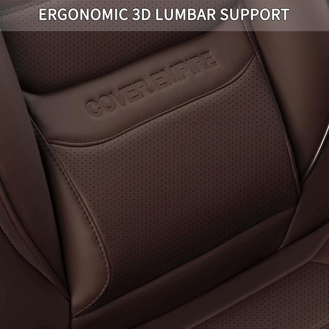 Car Seat Covers Front Seats, 2Pcs Universal Faux Leather Front Seat Covers for Cars, Waterproof Automotive Seat Covers Breathable Seat Cover for Most Sedans, Trucks, SUV (Brown)