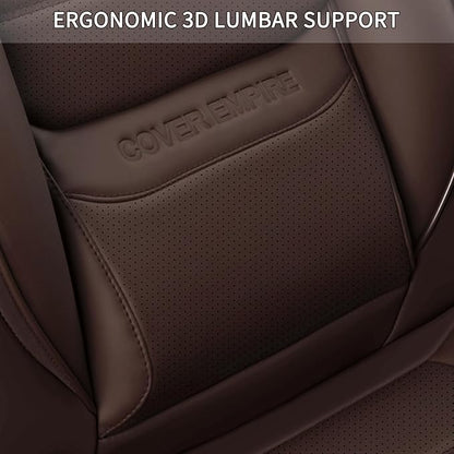 Brown Car Seat Covers Full Set, Universal Faux Leather Seat Covers for Cars 5 Seats, Waterproof Leather Car Seat Covers, Comfortable Automotive Seat Covers for Most Sedans Trucks SUVs