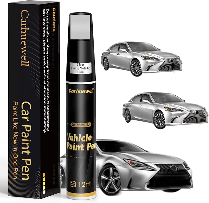 (1J4) Silver Lining Metallic Touch Up Paint Compatible with Lexus, Exact Match Car Paint Pen Automotive Scratch Repair Remover Kit Quick & Easy Solution for Vehicle Chips and Nicks