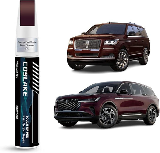 Car Touch Up Paint(Diamond Red Metallic Tinted Clearcoat(C9)) for LINCOLN, Car Paint Scratch Repair Kit, Quick & Easy Solution to Repair, 2 in 1 Scratch Remover Pen with 2PCS Disposable Micro Applicators