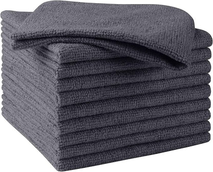 HOMEXCEL Grey Microfiber Cleaning Cloths, 10 Pack Microfiber Towels for Cars, Lint & Scratch-Free Cleaning Rags for House, Kitchen and Car 11.5 x 11.5 inch