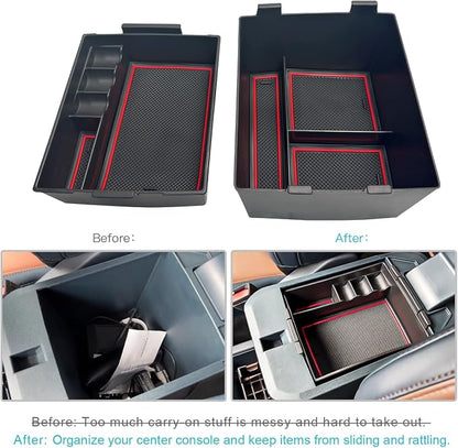 CDEFG for 2022-2026 Maverick Center Console Organizer Tray 2022 2023 2024 2025 2026 Ford Maverick Armrest Trays Storage Box Coin Container 2022-2026 Maverick Truck Accessories, 2-Pack(Red Trim)
