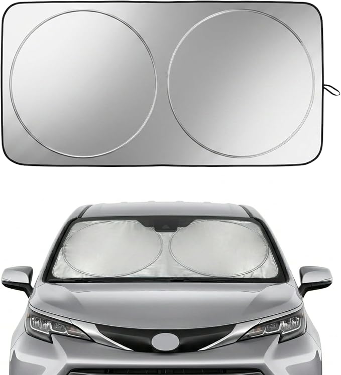 Sienna Windshield Sun Shade, Custom Fit Foldable Front Window Sunshade Visor, Reflective UV and Heat Block Interior Protector, Fits 1998–2025 Models