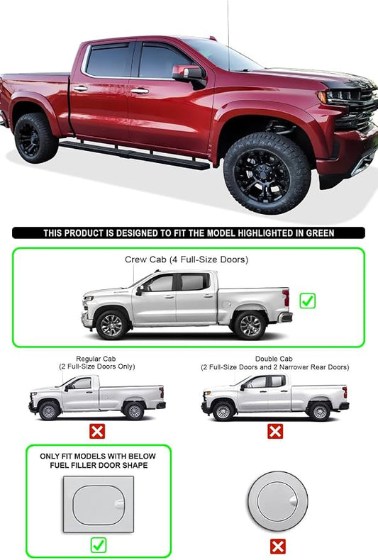 APS Side Steps Compatible with Chevy Silverado GMC Sierra 1500 2019-2026 Crew Cab 5.5ft Bed & 2500 HD 3500 HD 2020-2026 (Silverado 1500 LTD Sierra 1500 LD 2022) (Stainless Steel 5in Wheel to Wheel)