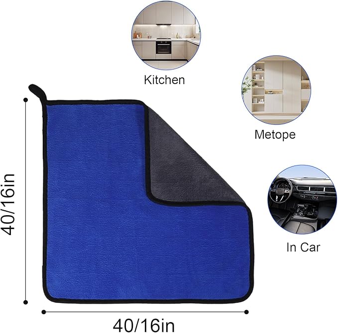 3PCS Professional Microfiber Towels for Car, 16"x16", 500GSM Thick Car Drying and Polishing Towels, Ultra Absorbent, Lint-Free, Scratch-Free Detailing Cloths for Auto Cleaning