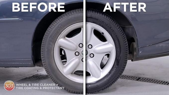 303 Products Wheel and Tire Cleaner - Cleans Both Wheels and Tires Effectively - Tough on Brake Dust - Removes Tire Browning - Foaming Formula, 24 fl. oz.