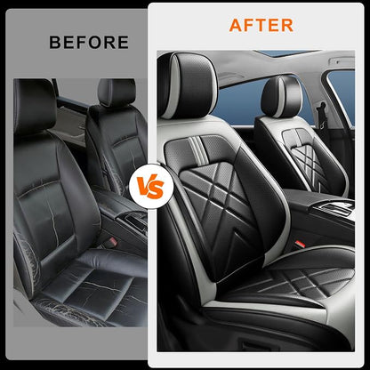 Cruze Car Seat Covers Fit for Chevrolet/Chevy Cruze 2011-2019, Full Coverage Leather Waterproof Breathable Seat Covers, Automotive Seat Protectors, Airbag Compatible, 2 Front Seats, Black Gray