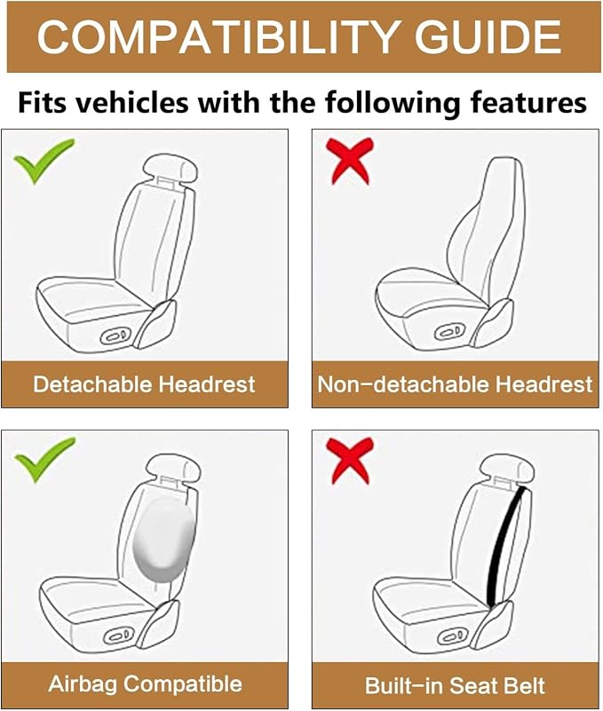 HAIYAOTIMES Leather Car Seat Covers Front Pair, Waterproof Faux Leather Seat Covers for Cars, Non-Slip Car Interior Covers Universal Fit for Most Cars Sedans Trucks SUVs, Black/Red