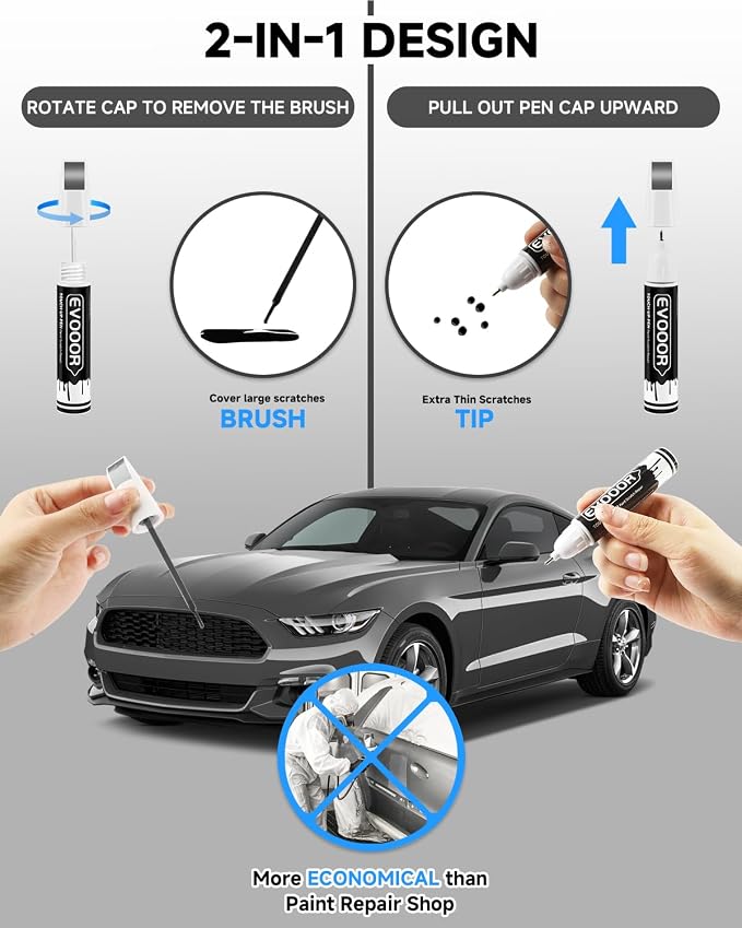 UJ Sterling Gray Metallic Touch Up Paint for Ford – Exact Match 2 in 1 Paint Pen for Chips and Nicks Repair