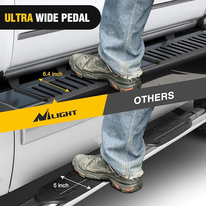 Nilight Running Boards for 2019-2026 Chevy Silverado/GMC Sierra 1500 Double Cab 2020-2026 Silverado/GMC Sierra 2500HD 3500HD 6 Inch Aluminum Bolt-on Powder Coated Side Step Nerf Bars
