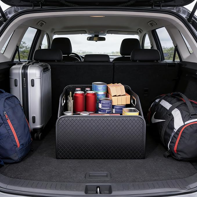 Car Trunk Organizer and Car Storage,Collapsible Multi-Compartment Car Organizers, Waterproof Foldable Luggage Bag with 4 Pockets，Suitable for Any Car