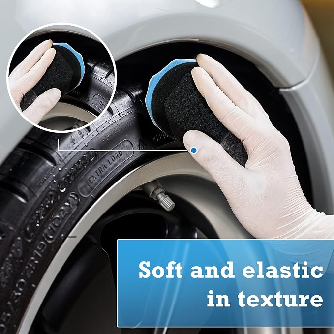 3 Pieces Tire Shine Applicator Pads - Dressing Sponge Foam Gel Wet Car Detailing Reusable Cleaning Supplies (Black, Red, Blue, 3.15 Inch)
