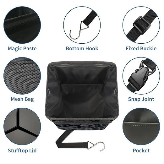 Car Trash Can – Multi-Purpose, Lightweight and Portable with Durable Water-Resistant Coating, No Installation Required, Practical and Ample Capacity, Variety of Colors.Black Leopard Print