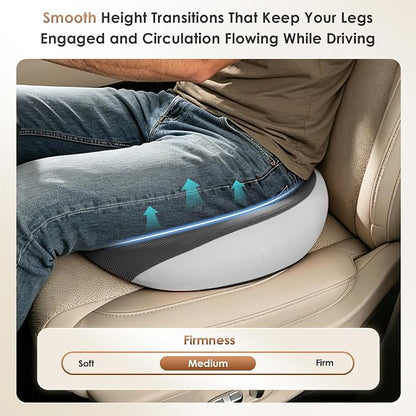 FLORICH Large Car Seat Cushion for Long Sitting, Ergonomic Memory Foam Driving Seat Cushion for Back & Sciatica Pain Relief, Non-Slip Washable Seat Cushion for Car, Driver, Office-Gray