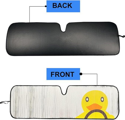 Windshield Sun Shade for Jeep Wrangler JK JKU JL JLU1997-2024,Window Sun Visor for UV Rays & Heat Protection,Duck Windshield Sunshade