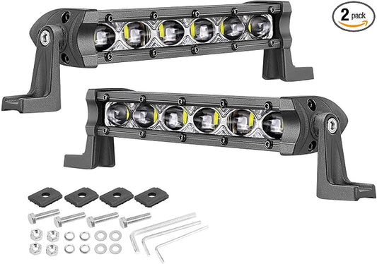7 Inch LED Light Bars 36W Spot Slim Single Row Light Bar Pods | Off Road Driving Light Pods Work Lights LED Backup Lights Fog Lights 2Pcs for Trucks Pickup Motorcycle SUV UTV ATV Dirt Bike