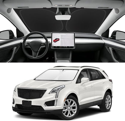Custom Fit Windshield Sun Shade for Cadillac XT5 2017-2026, Blocks UV & Heat, Front Window Sunshade Accessorie, Easy Fold & Store Keep Your Car Cooler