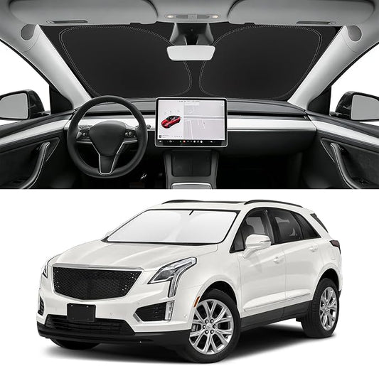 Custom Fit Windshield Sun Shade for Cadillac XT5 2017-2026, Blocks UV & Heat, Front Window Sunshade Accessorie, Easy Fold & Store Keep Your Car Cooler
