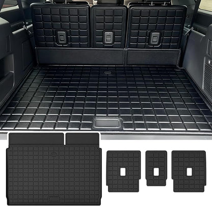 Cargo Mat with Backrest Protection for 2025 Ford Expedition MAX, TPE All Weather Protection Cargo Liner with Velcro Rear Seats Backrest car Accessories-Black