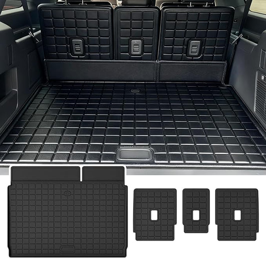 Cargo Mat with Backrest Protection for 2025 Ford Expedition MAX, TPE All Weather Protection Cargo Liner with Velcro Rear Seats Backrest car Accessories-Black