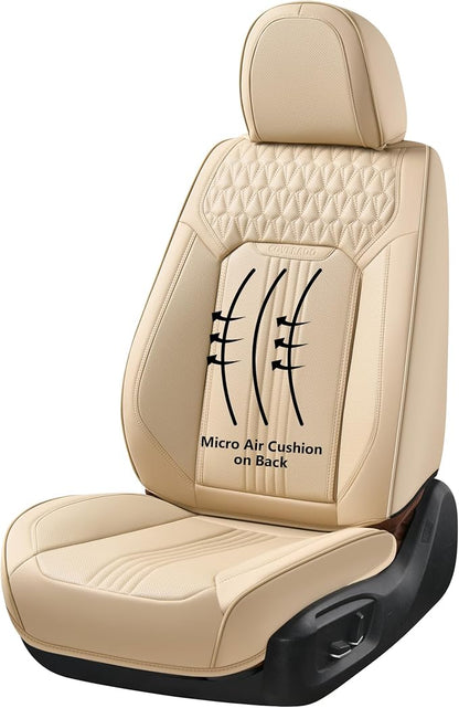 Coverado Seat Covers, Car Seat Covers Front Seats, Beige Seat Cover, Waterproof Car Seat Cushion, Front Car Seat Covers Leatherette Car Seat Protector Universal Fit Most Cars